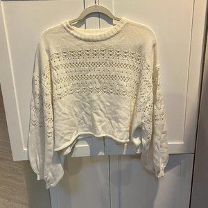 URBAN OUTFITTERS WHITE CROCHET BALOON SWEATER